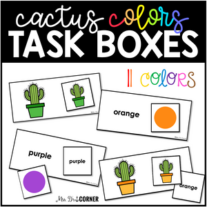 Cactus Letters Numbers Colors and 2D Shapes Task Boxes Bundle for Special Education