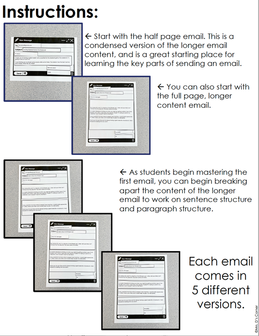 How to Write an Email Work Bin for Special Education | Writing an Email