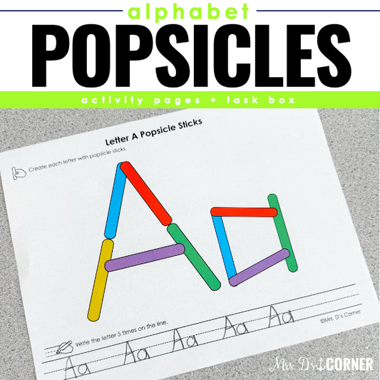 Popsicle Stick Alphabet Letter Activities | Activity Page + Task Box