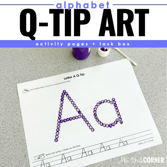 Q-Tip Painting Alphabet Letter Activities | Activity Page + Task Box