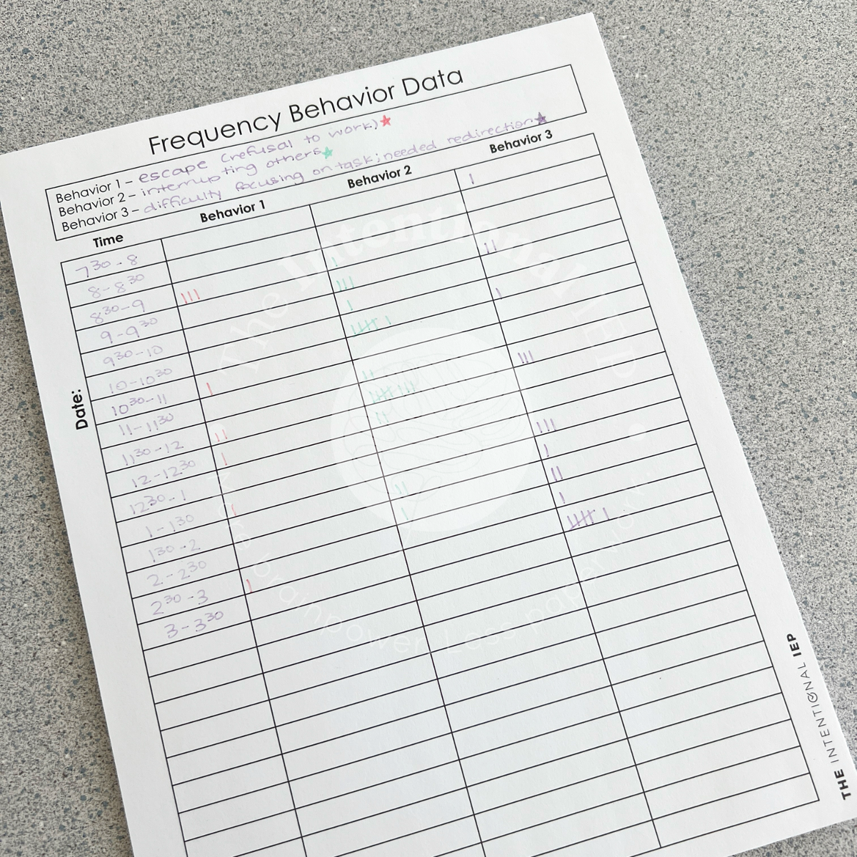 Frequency Behavior Data Notepad | 50 Sheets