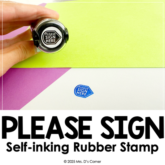 Please Sign Here Arrow Self-inking Rubber Stamp | Mrs. D's Rubber Stamp Collection