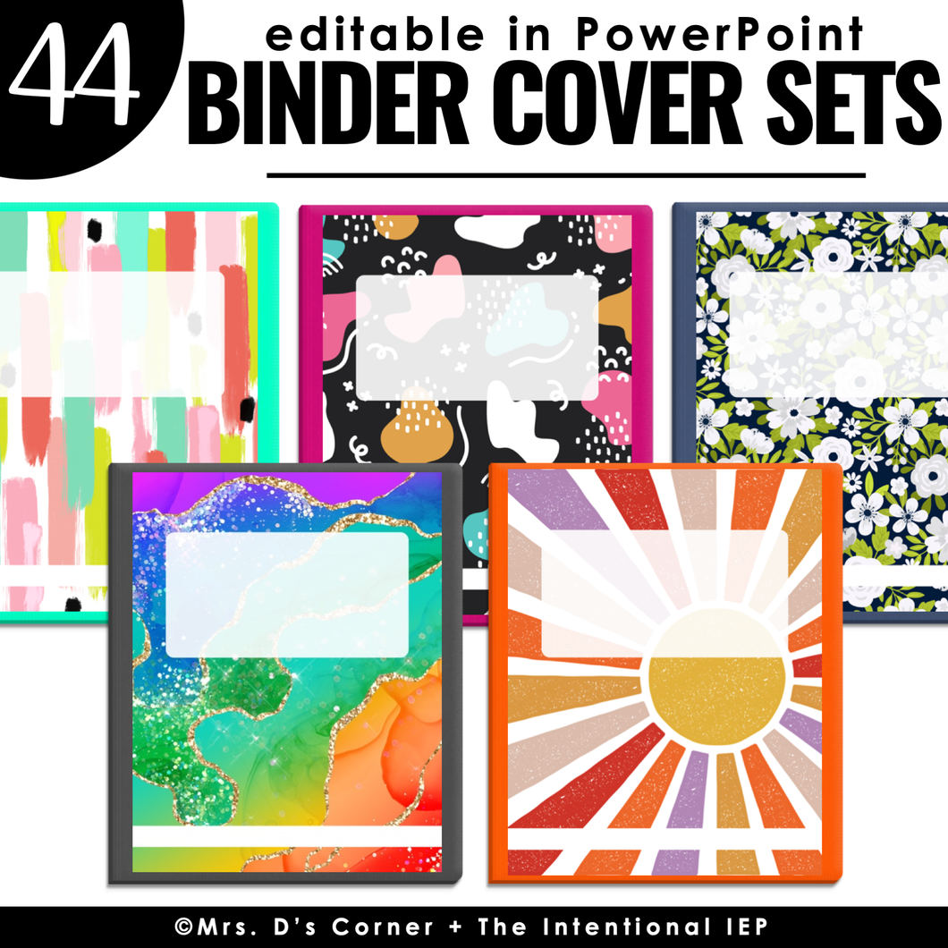 Editable Binder Covers + Spines for Special Education Teachers | 44 Total