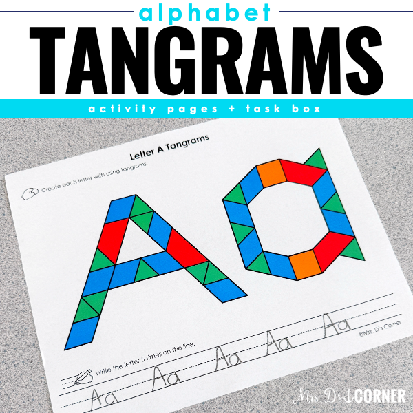 Tangram Alphabet Letter Activities | Activity Page + Task Box