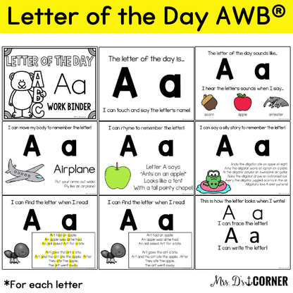 Letters of the Alphabet Adapted Work Binder® | Letter of the Day AWB