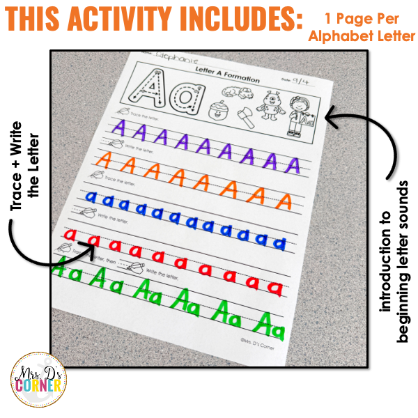 Alphabet Letter Formation Trace and Write Pages | 1 Activity for Each Letter