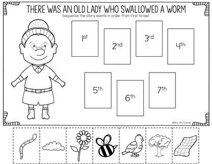 Old Lady Swallowed a Worm Book Companion [4 different activities!]