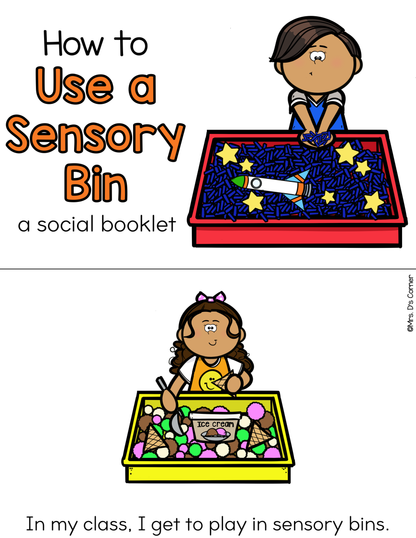 How to Use a Sensory Bin Social Story Booklet + Sensory Bin Rule Cards