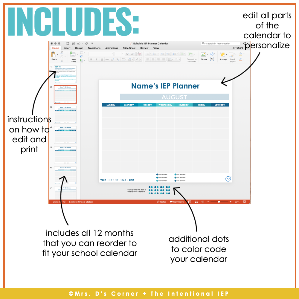 Editable IEP Calendars for Special Education Teachers | IEP Planner Calendar