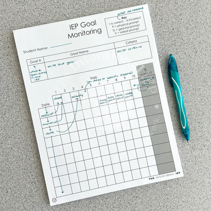 IEP Goal Monitoring Data Notepad | 50 Sheets