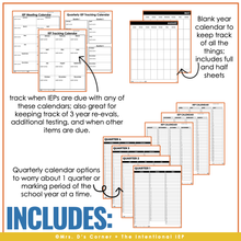 Load image into Gallery viewer, Editable IEP Calendars for Special Education Teachers | IEP Planner Calendar