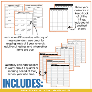 Editable IEP Calendars for Special Education Teachers | IEP Planner Calendar