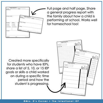 Editable Progress Report Comments and Progress Report Forms for IEP Goals