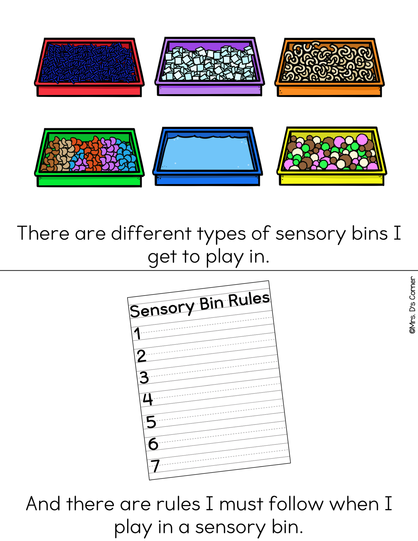 How to Use a Sensory Bin Social Story Booklet + Sensory Bin Rule Cards