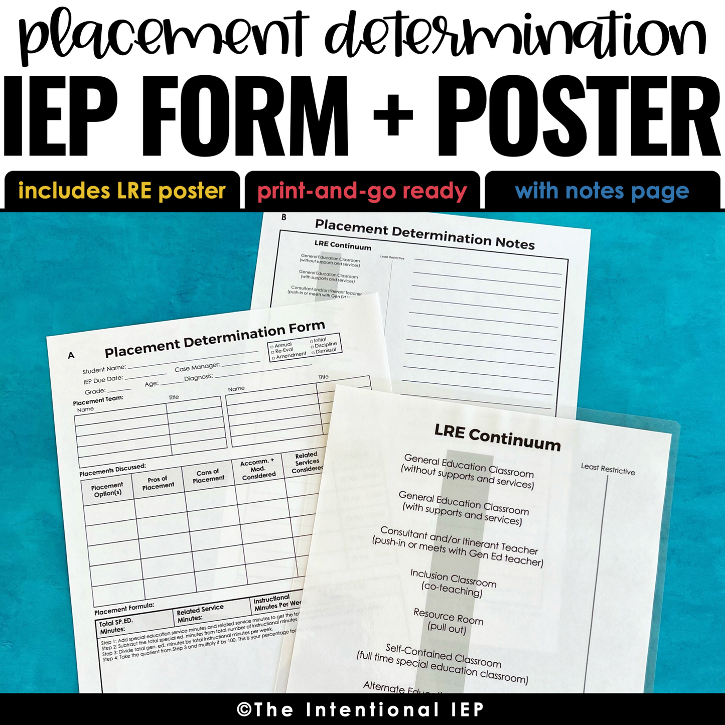 IEP Placement Determination Form and LRE Poster | Printable