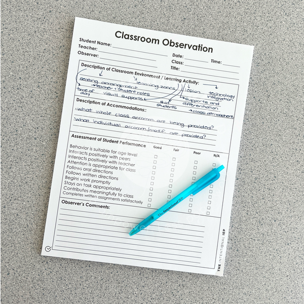 Classroom Observation Data Notepad | 50 Sheets – mrsdsshop