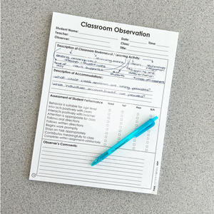 Classroom Observation Data Notepad | 50 Sheets