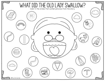 Old Lady Swallowed a Rainbow Book Companion [4 different activities!]