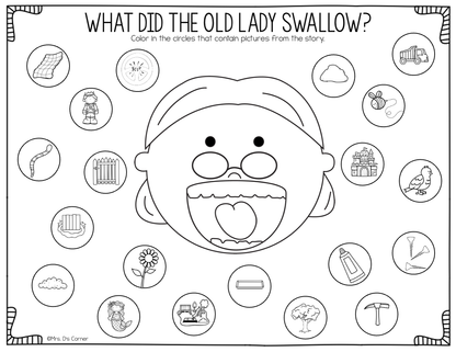 Old Lady Swallowed a Worm Book Companion [4 different activities!]