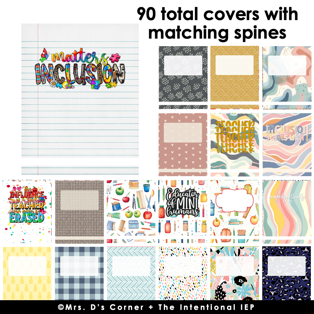 Editable Binder Covers + Spines for Special Education Teachers | 90 Total