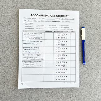 Accommodations Checklist Data Notepad | 50 Sheets – mrsdsshop
