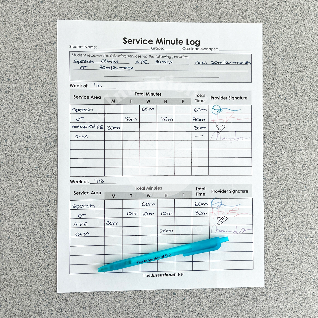 Service Minute Log Data Notepad | 50 Sheets – mrsdsshop