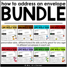 Load image into Gallery viewer, Addressing an Envelope Bundle | 8 Themed Life Skills Centers for How to Address an Envelope