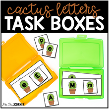 Load image into Gallery viewer, Cactus Letters Numbers Colors and 2D Shapes Task Boxes Bundle for Special Education