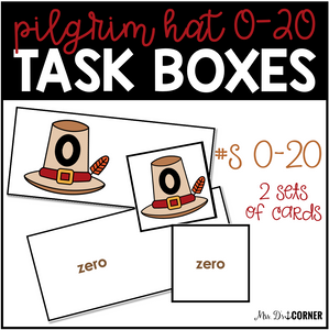 Pilgrim Hat Letters Numbers 2D Shapes Colors Task Boxes Bundle for Special Ed