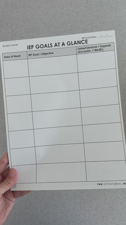 IEP Goals At a Glance Notepad | 50 Sheets