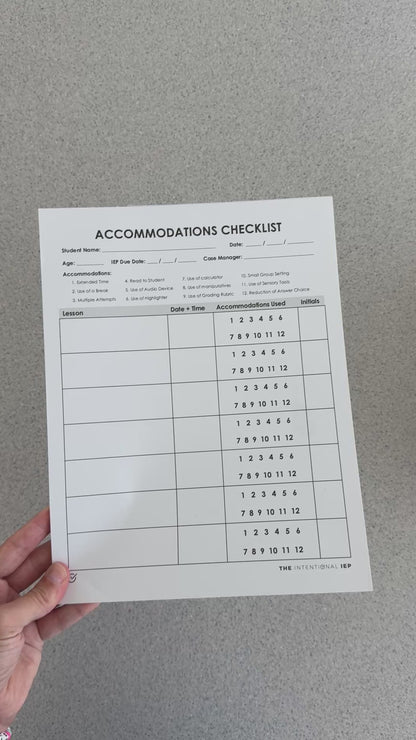Accommodations Checklist Data Notepad | 50 Sheets