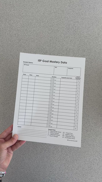 IEP Goal Mastery Data Notepad | 50 Sheets