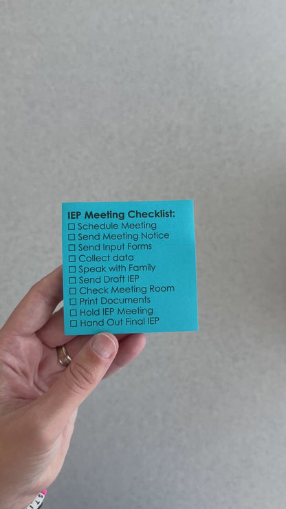 IEP Meeting Checklist Sticky Note Pad | 50 Sheets
