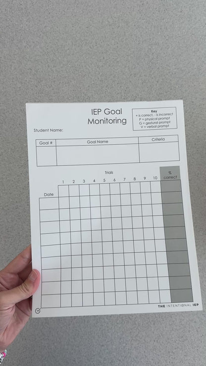IEP Goal Monitoring Data Notepad | 50 Sheets