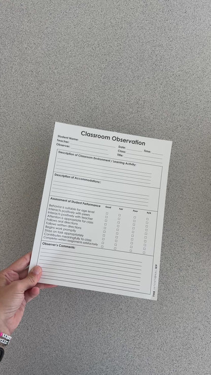 Classroom Observation Data Notepad | 50 Sheets
