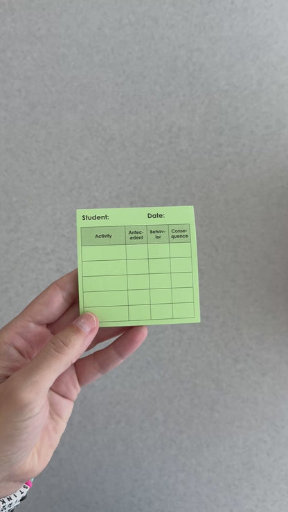 ABC Behavior Data Sticky Note Pad | 50 Sheets