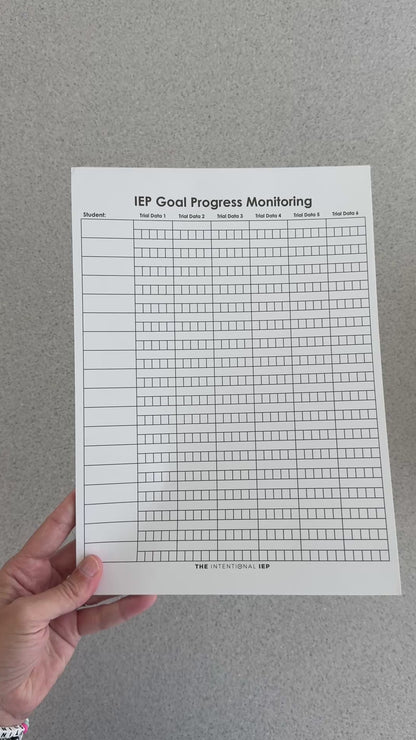 IEP Goal Progress Monitoring Data Notepad | 50 Sheets