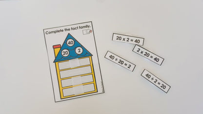 Multiplication and Division Fact Families Work Bin Task Cards | Centers for Special Ed