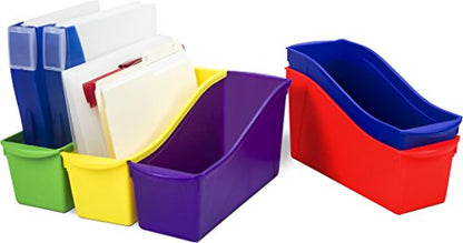 Storex Interlocking Book Bins, 5 1/3 W x 14 1/3 L x 7 H, 5 Color Set, Plastic (70105U06C)