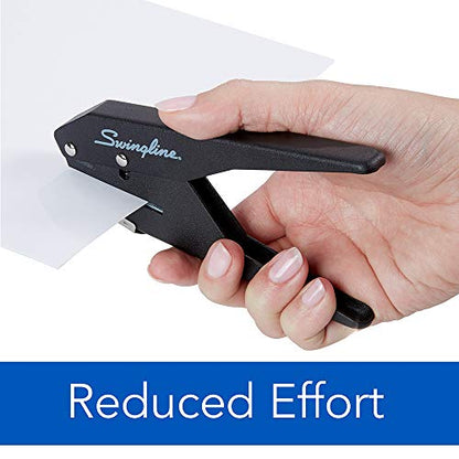 Swingline 1 Hole Punch, Hole Puncher, Low Force, 20 Sheet Punch Capacity, Plier, Black (74017)