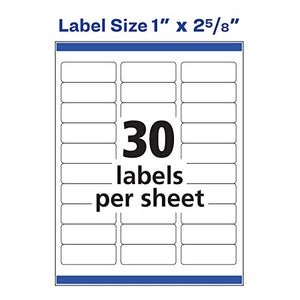 Avery Easy Peel Printable Address Labels with Sure Feed, 1" x 2-5/8", White, 750 Blank Mailing Labels (08160)