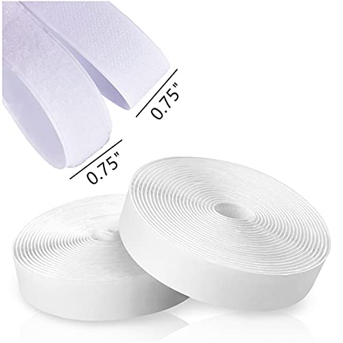 0.75 Inch x 82 Feet White Self Adhesive Hook and Loop Tape Sticky Back Fastening Tape, Self-Adhesive Tapes for Stationery and Household Purposes - White