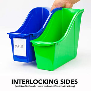 Storex Interlocking Book Bins, 5 1/3 W x 14 1/3 L x 7 H, 5 Color Set, Plastic (70105U06C)
