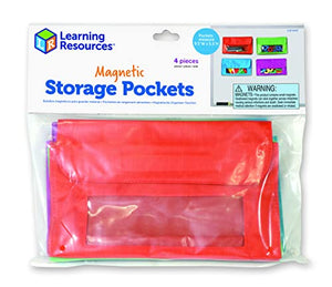 Learning Resources Magnetic Storage Pockets, Set of 4 in 4 Colors,Whiteboard Accessory Case, Classroom Organization, Back to School Supplies,Teacher Supplies