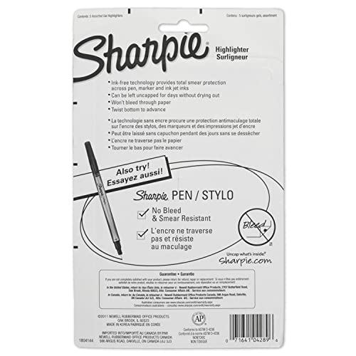 SHARPIE Gel Highlighters, Bullet Tip, Assorted Colors, 5 Count