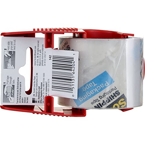 Scotch Heavy Duty xdwjhV Shipping Packaging Tape, 1.88 x 800 Inches (142), Clear Tape, Red Dispenser (Pack of 2)