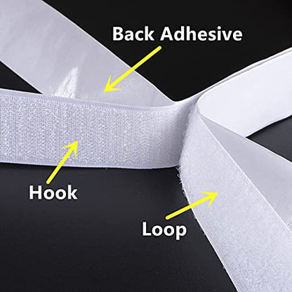 0.75 Inch x 82 Feet White Self Adhesive Hook and Loop Tape Sticky Back Fastening Tape, Self-Adhesive Tapes for Stationery and Household Purposes - White