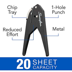 Swingline 1 Hole Punch, Hole Puncher, Low Force, 20 Sheet Punch Capacity, Plier, Black (74017)