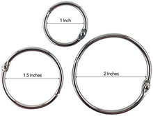 Load image into Gallery viewer, Clipco Book Rings Assorted Sizes Small, Medium and Large Nickel Plated (250-Pack)