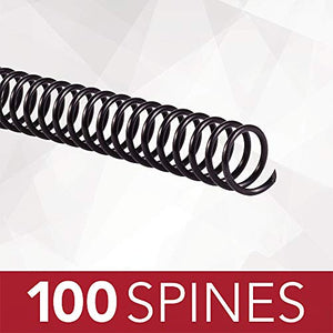 GBC Binding Spines/Spirals/Coils, 14mm, 110 Sheet Capacity, 4:1 Pitch, Color Coil, Black, 100 Pack (9665060)